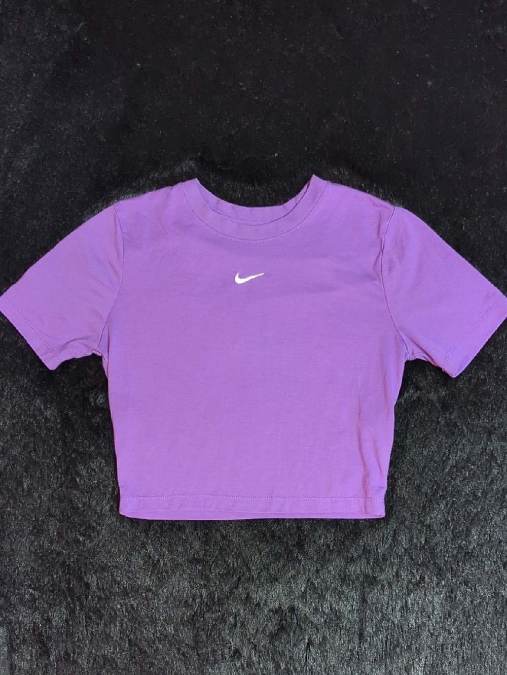 NEW Nike Lavender Cropped Tee with White Swoosh Slim Fit Women's Small